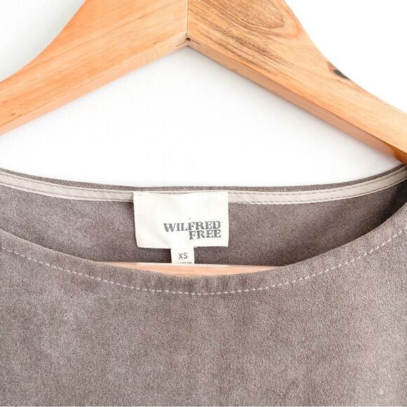 Aritzia Wilfred Free Nori Faux Suede Shift Dress Taupe Vegan Women's XS - Picture 5 of 9